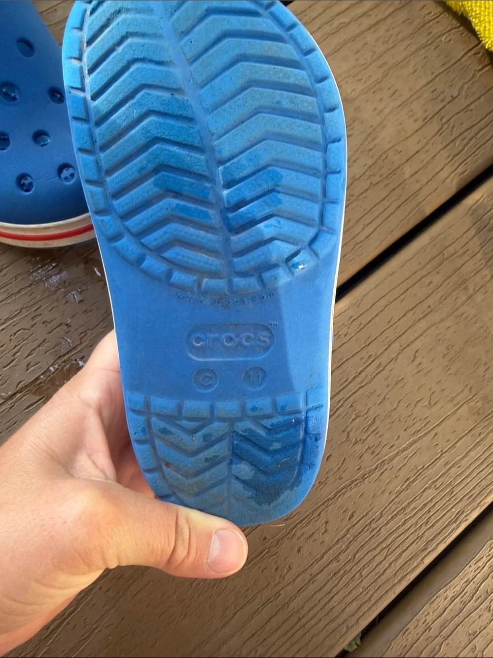 CROCS Kids Blue Slip-On Water Clogs with Red-Trim Sole (size 11c)